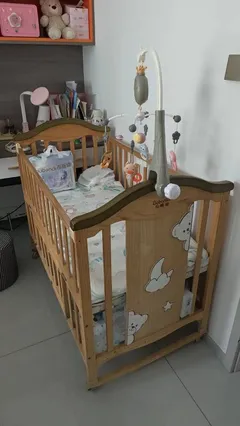 婴儿床孩子大了闲置了， 贝唯他婴儿床实木无漆宝宝bb摇篮多功能儿童新生儿可移动拼接大床 颜色分类: