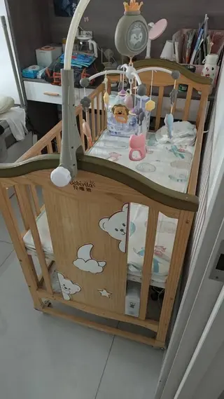婴儿床孩子大了闲置了， 贝唯他婴儿床实木无漆宝宝bb摇篮多功能儿童新生儿可移动拼接大床 颜色分类: