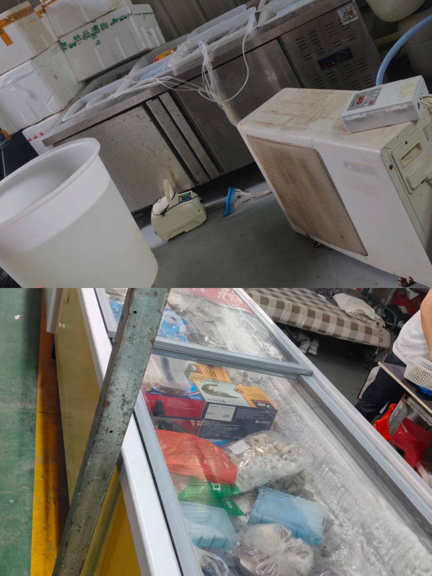 摊位到期处理冰台500元下边可以冷冻上面保鲜，冷冻展柜600元。两个都是长一米八宽80到100厘米，