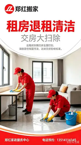 郑红家政服务中心（郑红搬家） 服务：搬家、家具拆装、家庭物品收纳、长短途运输、家庭保洁、开荒保洁（家